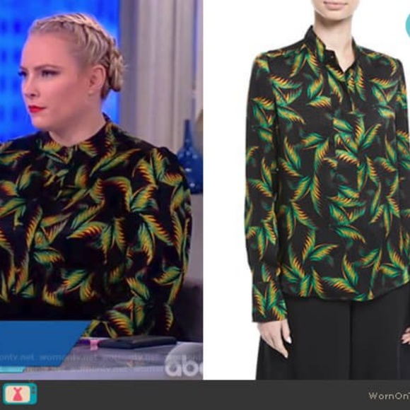 A.L.C Gosford Silk Palm Leaf Print Blouse - Picture 3 of 8